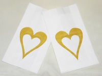 Wedding - Christening Cake Bags - Gold Large Heart x 100 Bulk Pack